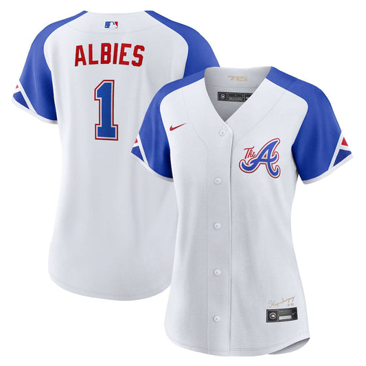 Women's Atlanta Braves Ozzie Albies 2023 City Connect Replica Jersey - White